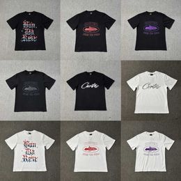 Camiseta de la Serie de la Isla Americana Americana con letras de manga corta Versátil para hombres y mujeres Camiseta de moda de manga corta de moda