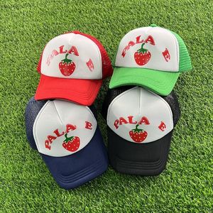 Casquettes de baseball tendance pour hommes, chapeau de camionneur aux fraises, Graffiti de rue, chapeaux en maille