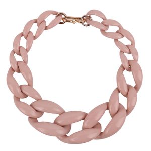 Grand collier ras du cou en acrylique rose pour femmes, Vintage, résine, chaîne épaisse, pendentifs, bijoux, cadeaux de fête, 231226