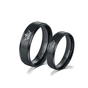 Trendy paar ring zwart titanium staal zijn koningin en haar koning ringen mannen vrouwliefhebbers geschenken aniversary