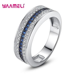 Anillos de racimo de moda azul topacio 925 plata esterlina mujer hombres S925 anillo piedra preciosa rosa zafiro fiesta joyería bague