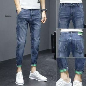 Trendy merk 9-punts jeans, slim fit kleine pijpen, rechte stretch, casual zomer dunne trendy broek, heren