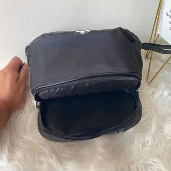 Bolsas de cosméticos de marca de moda, bolsa de maquillaje para mujer, bolsa de almacenamiento de doble capa negra, bolso