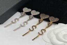 Trendy merk CZ Diamond Letter Dangglee oorr ear manchet klassieke ontwerper Tassel oorbellen sieraden vrouwen dame feest bruiloftsliefhebbers gi3710550