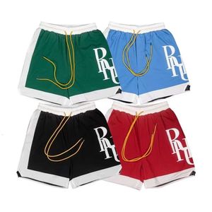 Brand de marque à tendance Micro Label Letter Block Color Sports Shorts décontractés pour hommes et femmes Pantalons de plage élastique de rue High