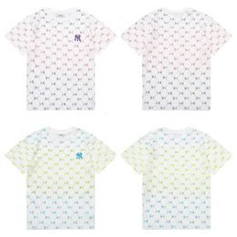 Marque à manches courtes à manches courtes 2024 New Presbyopie Full NY Color Gradient Print Sports Couple Couple T-shirt