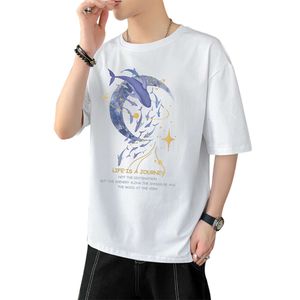 T-shirt masculin à manches courtes à manches courtes 2023 T-shirt de version coréenne d'été, cou rond pour hommes, simple et lâche, style unisexe