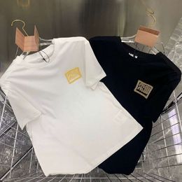 TRENDY Brand Women T-shirt Designer T-shirts Fashion Gold Letter Broidery Graphic Tee Summer Short-Sheeved Pullover Casual Slim Fit Cotton Top