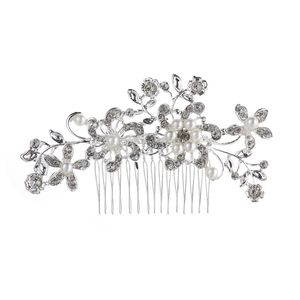 Accesorios para el cabello de novia a la moda, Tiara de cristal con diamantes de imitación de Color plateado para novias, peines florales para boda, joyería para el cabello para mujer