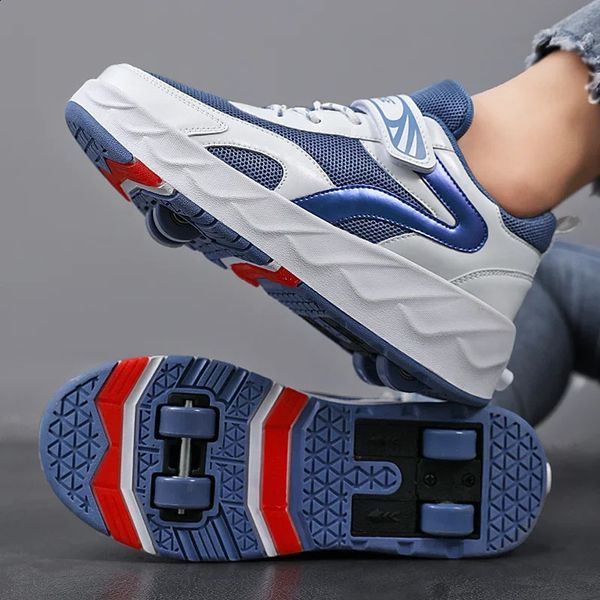 Niños de moda para niños niñas niños patines zapatos deformación unisex parkour rueda zapatilla de deporte calzado al aire libre casual caminar 240219