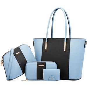 Sacs fourre-tout tendance pour femmes, fourre-tout de couleur assortie, design de style européen et américain, sac multi-style 4 pièces pour femmes, sac à main en PU