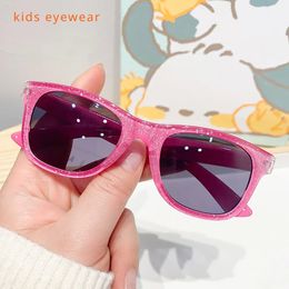 Trendy Cool Childrens Colorful Shiny Square Sunglasses Girls Fashionable Cute Sun Glasses Kids Eyewear 240417