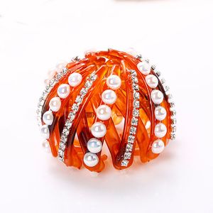 Trendy Crystal Pearl Bud Hair Claws Women's Hair Bun Holder Maker met strass Hairgrip Bezel Hair Accessedories Clips Haarspeld