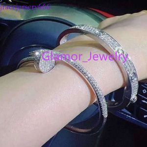 Trendy Custom Gold Geplaatste Sterling Sier VVS Moissanite Diamond Iced Out schroef Cuff armband Bangle voor mannen vrouwen