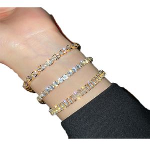 Bracelet de tennis en Zircon géométrique plaqué or 14 carats, Design tendance pour femmes et filles, accessoires de mode coréenne, bijoux AAA Zircon Party 6250543