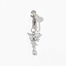 Design à la mode papillon bouton cloche cristal cristal anneau perçant nombril nombril pour filles bijoux de corps de mode pour femmes