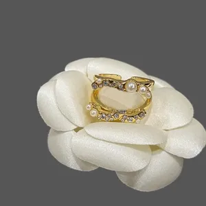 Trendy designer ringen voor vrouwletter verstelbare maat opening vergulde zilveren ring heren mix kleur roze ringen sieraden zwart high -end zh212 h4