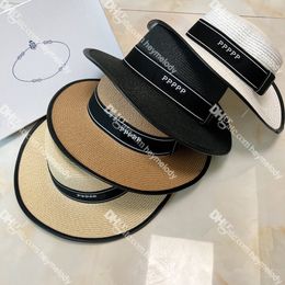 Trendy Desinger Seau Chapeaux Large Bord Chapeau De Paille Haute Qualité Lettre Sangle Chapeau De Plage pour Les Femmes D'été