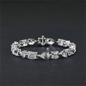 Trendy Diamond Bracelet 100% 925 Sterling Silver Party Wedding armbanden Bangle voor vrouwen Bridal Fine Jewerly