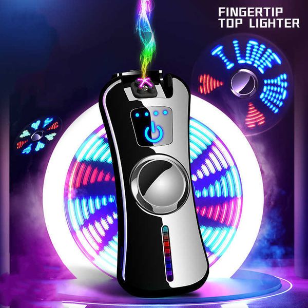 Briquet gyroscopique rotatif à Double Arc, tendance, chargement créatif, bande coupe-vent USB, lumière LED, accessoires pour fumer, outil cadeau YRN6