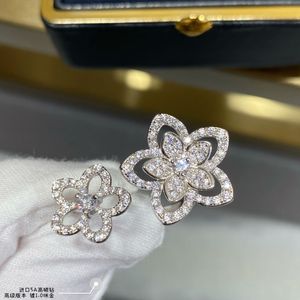 Bagues à double fleur en argent sterling 925 pour femmes, marque dupe tendance, qualité supérieure, strass, double fleur