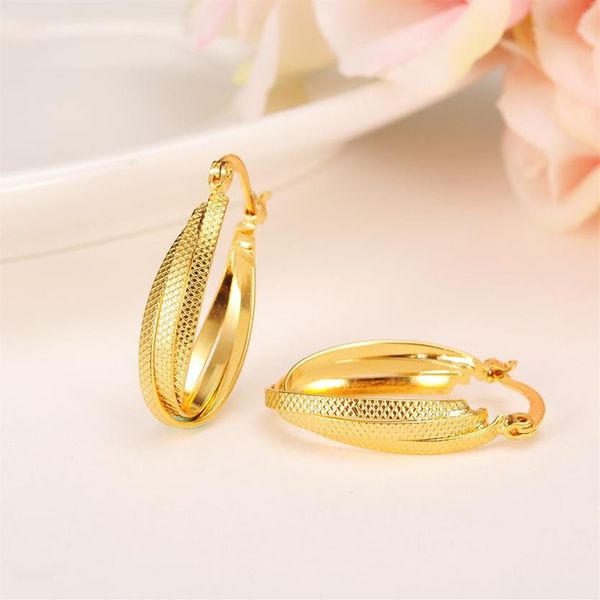 Pendientes modernos Mujeres 24k Amarillo Real Solid Gol Joyería Árabe Medio Oriente Indio Indio Brasil Dubai Joyería Tecnología292u