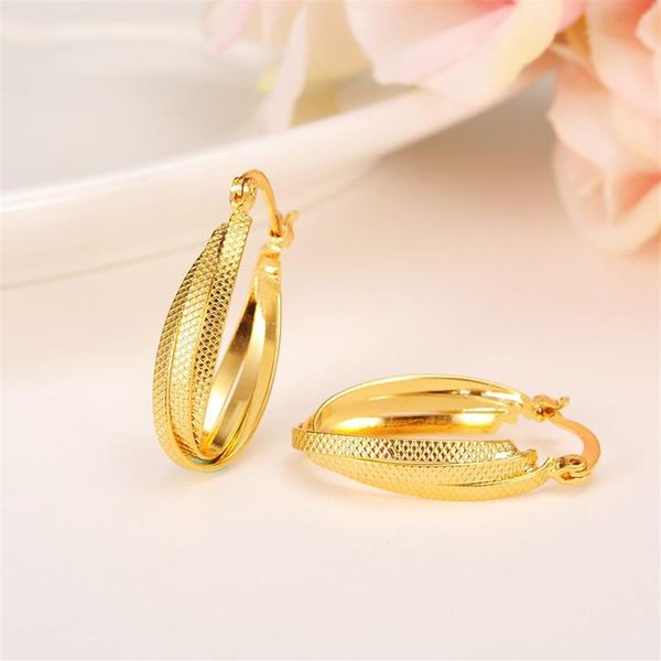 Pendientes de moda para mujer, joyería GF de oro sólido amarillo de 24K, joyería árabe de Oriente Medio, África, India, Brasil, Dubai, joyería 310D