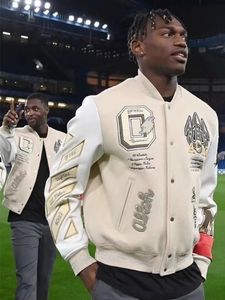 Veste bombardier pour hommes, tendance Europe et états-unis, lettres hip hop brodées, costume de Baseball en cuir, Y2K 240227