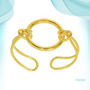 Brazalete de línea exagerada de moda, brazalete de anillo Punk de moda de lujo, brazaletes de Color dorado claro calado, joyería brillante para hombres y mujeres