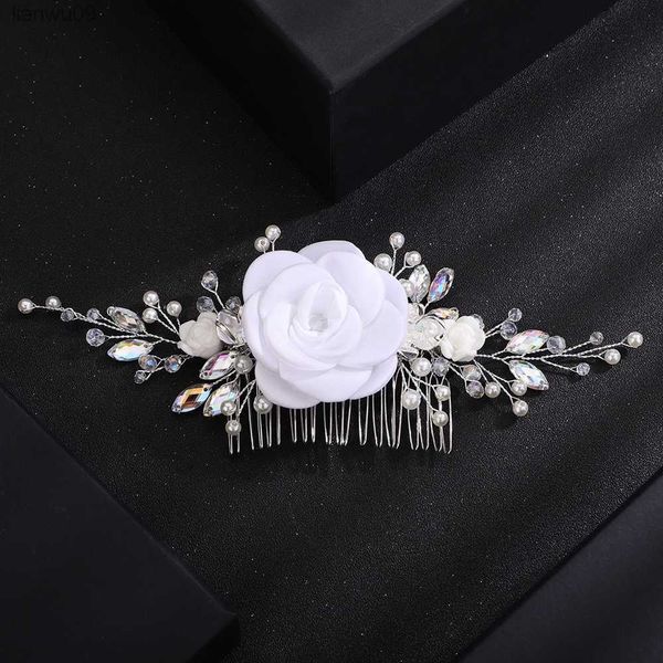 À la mode Tissu Fleur De Mariée Cheveux Accessoires Rouge Blanc Strass Bandeau Fille Mariée Coiffure De Mariage Femmes Chapeaux L230704