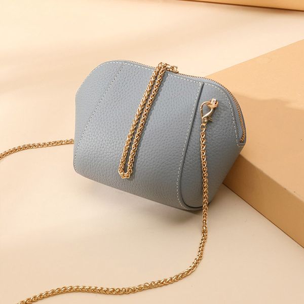 Bolso de hombro con cadena a la moda para mujer, novedad de 2021, Mini bandolera de cuero suave, bolsos para teléfono, bolso de mano de concha