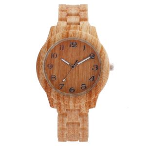Trendy modieuze herenhorloge, eenvoudige en casual digitale houtkorrelkwarts horloge