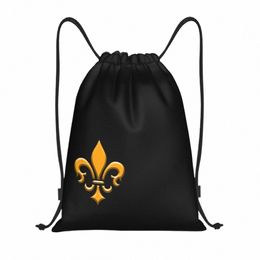 Trendy Fleur de Lis Drawstring Bags Women Men Men Portable Gym Sports Sackpack Lily Fr Symbol Shop Backpacks L09Z#