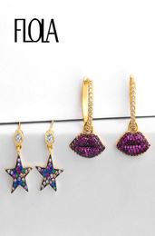 Boucles d'oreilles étoiles pour filles, Punk, clous en Zircon, Huggies à lèvres, accessoires De Moda, petits Ersq286637305