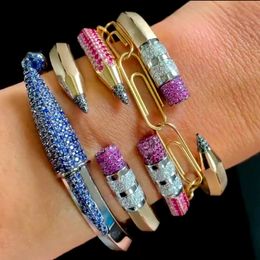 Brazalete con diseños de lápiz GODKI a la moda para mujer, brazalete de boda con circonita cúbica completa de cristal CZ Dubai Sier, pulsera de fiesta de Color 230419 1