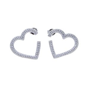 Trendy goud zilver kleur V-vormige hart zirkoon CZ Hoop oorbellen maken mode-sieraden bruiloft oorbellen