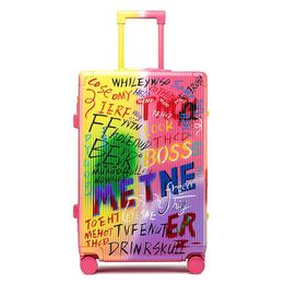 Bagages graffiti tendance, valise trolley pour femmes et hommes, internet rouge ins, nouvelle boîte de mot de passe d'embarquement universelle à la mode, boîte de voyage
