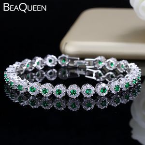 Trendy Groene en Witte Kubieke Zirconia Stone Setting Dames Tennis Armbanden Zilver 925 Sieraden voor Dames B100