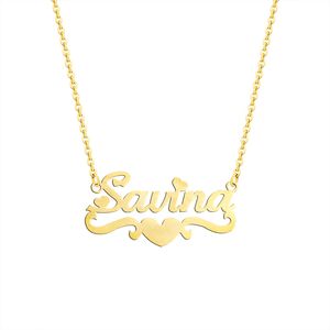 À la mode fait à la main nom personnalisé pendentif avec coeur toute lettre personnalisée colliers ras du cou femmes hommes gravé ami idée cadeau CX220408