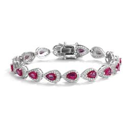 Trendy Hart Ruby Diamond Bangle Armband 100% Echt 925 Sterling zilveren Bruiloft Armbanden Voor Vrouwen Mannen Engagement Sieraden Gift