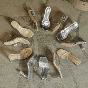 Trendy hoge hakken transparant sandalen platform Wedges for Women Summer Fairy Crystal Dik Sandles Heel Strand Woman Shoes 240228