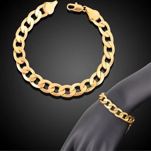 Hip-hop à la mode 18K véritable plaqué or hommes femmes 1 1 Figaro chaîne Bracelets mode Costume Bracelets bijoux pour hommes femmes 205p