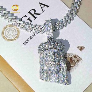 Trendy Hip Hop Lab Diamond Pendant 925 Silver Iced Out Jewelry Jesus Pendant Pass Tester Colgante de collar personalizado