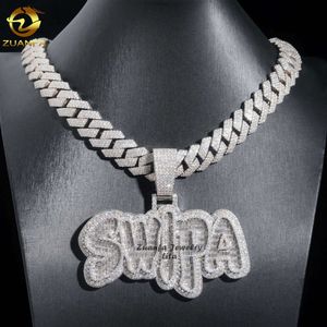 Collier pendentif Hip Hop tendance en argent 925, 3.5 pouces, dos solide, pendentif glacé Moissanite personnalisé pour hommes