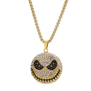 Ensemble hip-hop tendance avec pendentif en Zircon, Expression d'horreur, collier pour hommes/femmes, breloque d'halloween et de noël