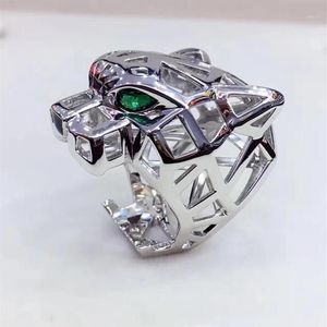 Trendy Holle Luipaard Dier Vinger Ring Groene Ogen Holle Panter Hoofden Ring voor Mannen Vrouwen partij Jewelry12182