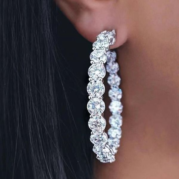 Boucles d'oreilles créoles tendance en argent Sterling 100% véritable 925, bijoux de fête de mariage pour femmes, bijoux de fiançailles, cadeau de mariée