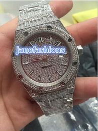 Relojes de diamantes a la moda para hombre, relojes de moda con diamantes helados de plata, reloj mecánico automático popular estilo hip hop rap