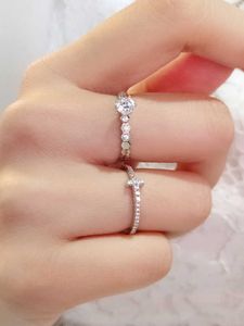 Trendy Japans licht Luxe Niche Design Cool Wind Index Finger Tiffay Ring Dames 925 Sterling Silver Net Red Simple Overlay vervaagt niet 9DHP