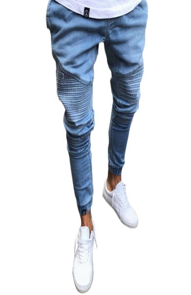 Jeans modernos Men039s Estilo de explosión Pitchones de lápiz Fashion Fit Slim Blue algodón de algodón perfecto1179921